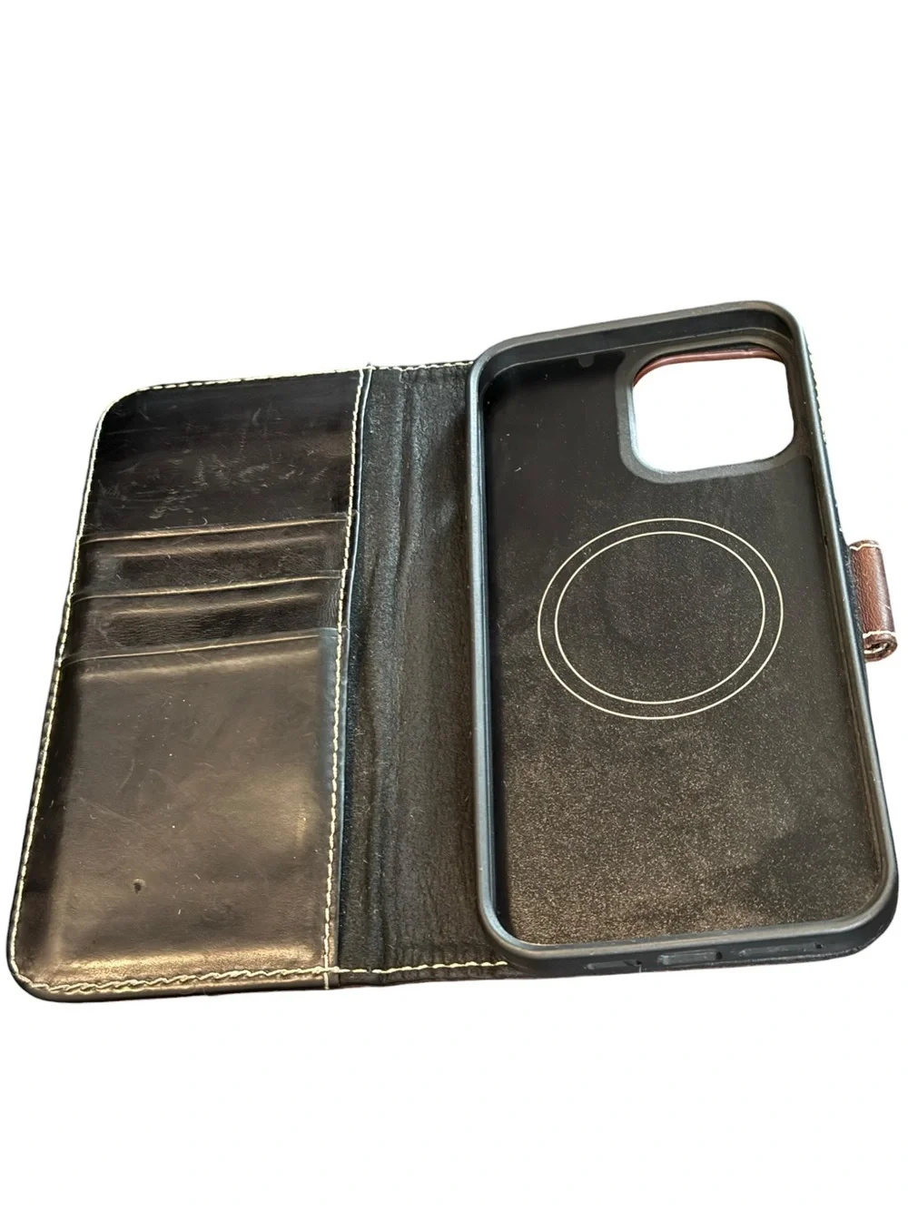 Burton Goods Leather Wallet Phone Case Card Holder Brown